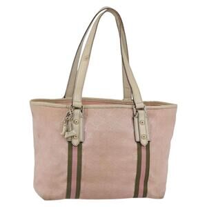 GUCCI GG Canvas Sherry Line Tote Bag Pink Gold